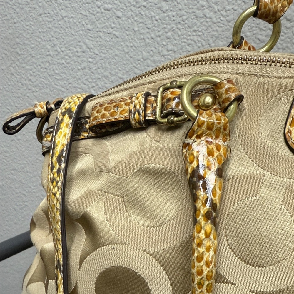 Coach Tan and Brown Signature Madison Sophia Snakeskin Satchel - Picture 5 of 13